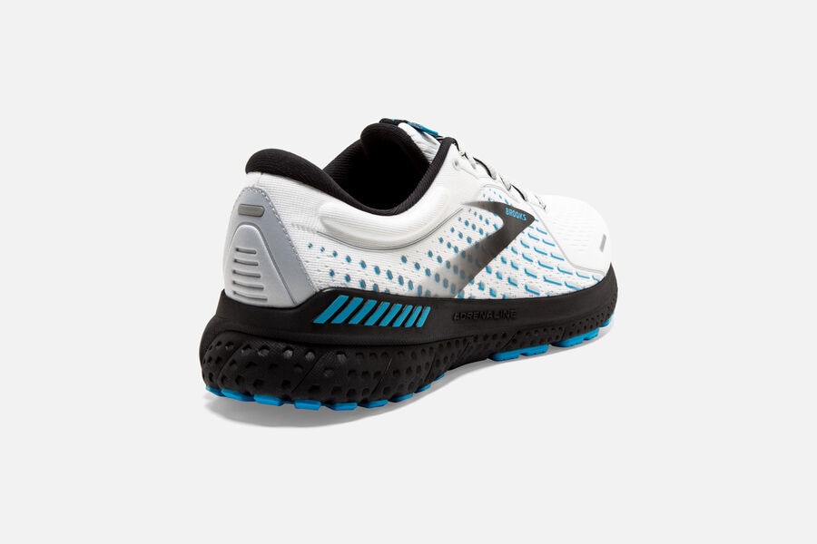 Brooks Running Shoes Mens White/Black/Blue - Adrenaline GTS 21 Road - 4810-BFMPJ